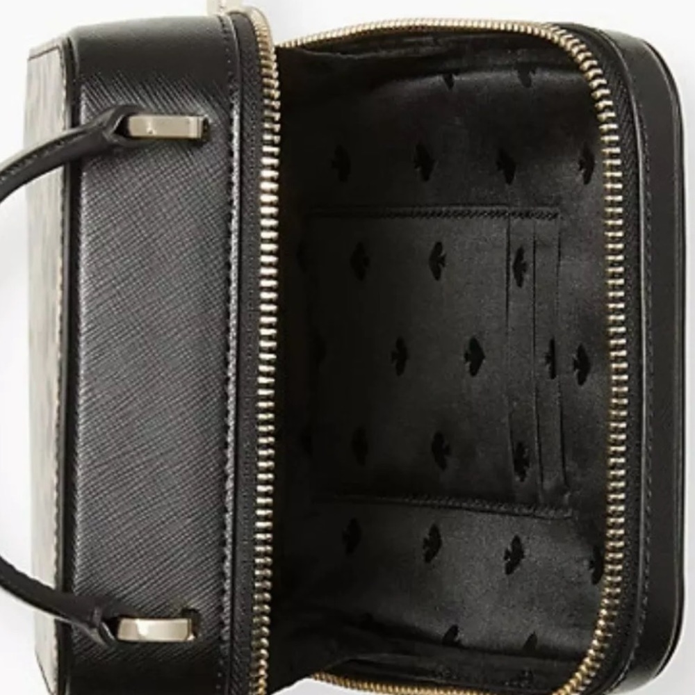 Kate Spade Daisy Vanity Crossbody Graphic Leopard Leather Top Handle Case Black - Picture 6 of 6